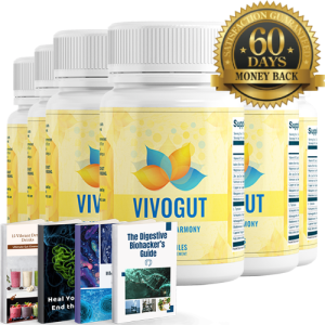 VivoGut six bottle pack with free bonus eBooks and 60-day money-back guarantee