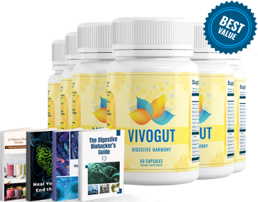 VivoGut six bottle pack with four free bonus eBooks, most popular package